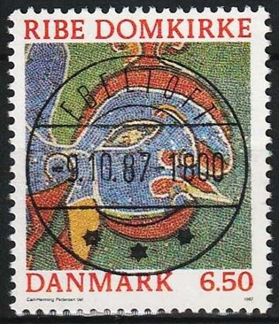 FRIMÆRKER DANMARK | 1987 - AFA 881 - Ribe Domkirke - 6,50 Kr. flerfarvet - Lux Stemplet Ebeltoft